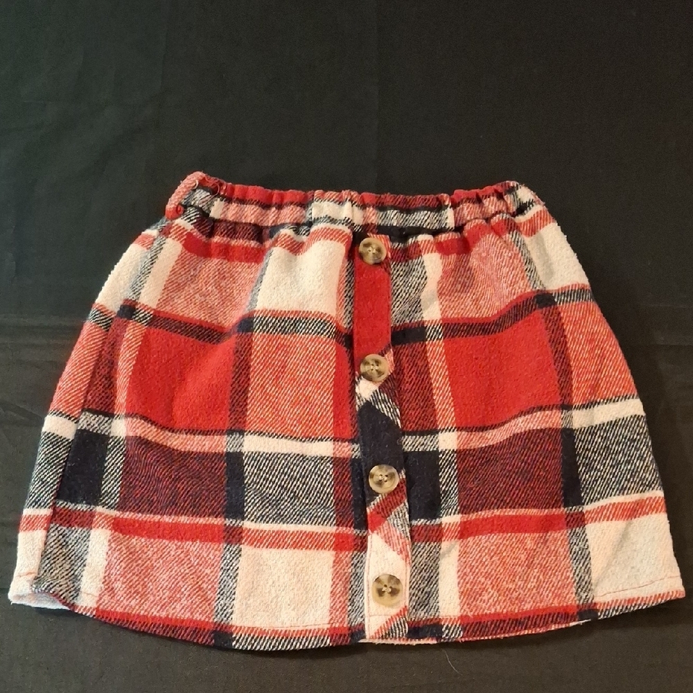 SHEIN Red , White Black Plaid Smocked  Mini Skirt